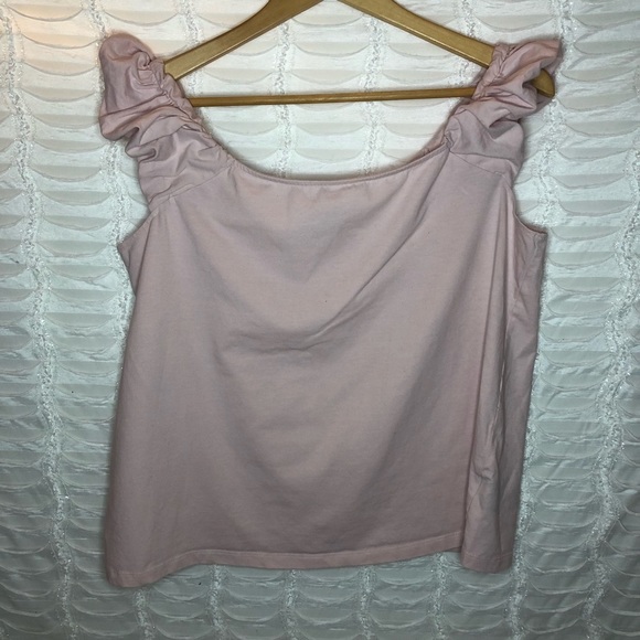 What not to Wear Pink Ruffle  off shoulder cap sleeve top - Picture 1 of 3